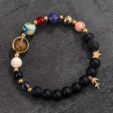 Imagem de Pulseira com doze signos do zodíaco requintado sistema solar universo galáxia pulseira joias acessórios presentes, One Size, Pedra, Sem Pedra Preciosa