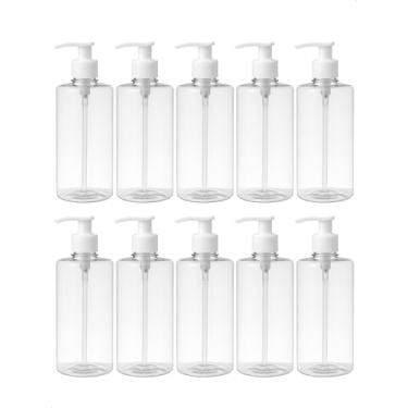 Imagem de Kit 100 Saboneteira Pump Refil Frasco Cilindrico 300ml Creme Shampoo Sabão Liquido Sabonete