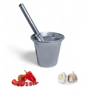 Imagem de Pilão Almofariz Socador De Alho Tempero Alumínio Fundido