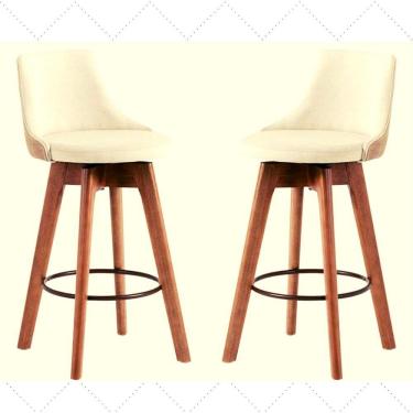 Imagem de Kit 2 Banquetas Gourmet Para Cozinha Ou Bancada Bege Claro