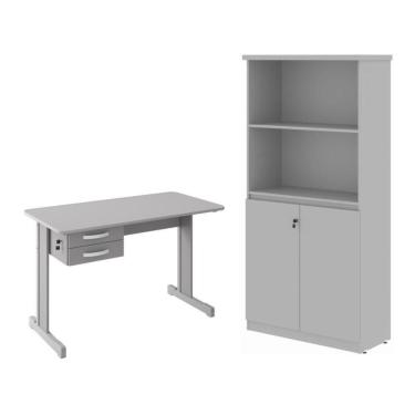 Imagem de Armario E Mesa Para Escritório 1,20 Geórgia Cinza