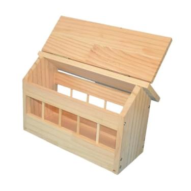 Imagem de Bothyi Alimentador para pombos, tigela para alimentação de pássaros, suprimentos para aves de quintal, comedouro de madeira para galinhas, dispensador de, S