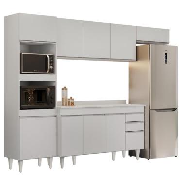 Imagem de Armário De Cozinha Modulada 4 Peças Cp11 Balcão Com Tampo Branco - Lumil