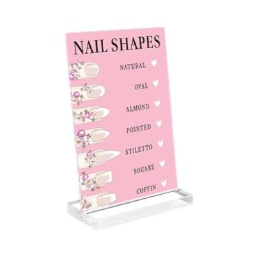Imagem de harayaa Painel de acrílico de 2 mm para exibição de nail art, elegante e versátil, com base para fotos. Ideal para decorar seu ateliê de unhas, Rosa