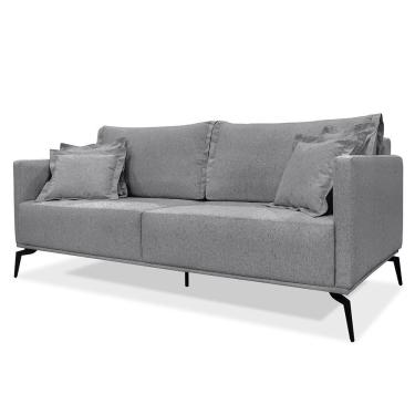 Imagem de Sofá 3 Lugares 200cm Pés De Metal Vecchia S06 Linho Cinza - Mpozenato