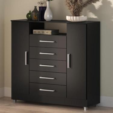 Imagem de Comoda Isabele 5 Gavetas 2 Portas - Tonielque Móveis, Onix