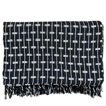 Imagem de Manta Sofa, Manta Pra Sofá Tijolinho Gigantes Tipo Capa Sofá Algodão(2,20x1,60m)(Preto com Cru)