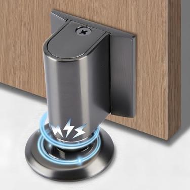 Imagem de Tampa magnética de cunha, sem furadeira, batentes invisíveis para portas internas, suporte magnético resistente, evita batidas de porta para casa e escritório (1, cinza escuro)