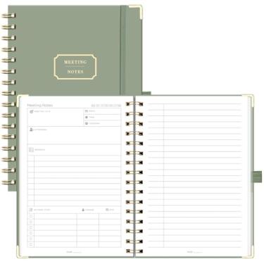 Imagem de EMSHOI Caderno de reuniões para trabalho – Agenda A5 de meia reunião, 140 páginas, papel grosso 100GSM, capa dura, organizador de projetos para mulheres e homens, escritório, negócios, anotações, 15 x