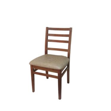 Imagem de Cadeira Poltrona Estrutura Em Madeira Assento Estofado Creme