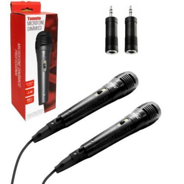 Imagem de Kit 2 Microfone com fio 3 Metros para Karaokê Cabo P10 e adaptador P2 