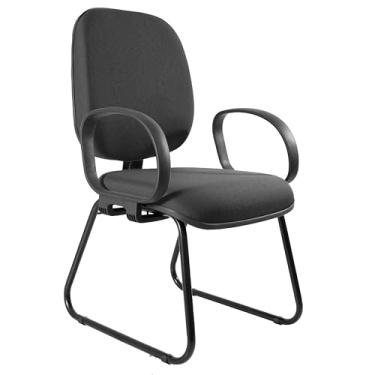 Imagem de Cadeira Diretor Fixa Recepção Sala Espera Com Braço Modelo Sky Preto