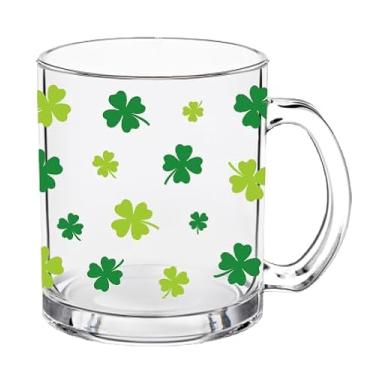 Imagem de FYSUIMU Canecas de café de vidro do dia de São Patrício com alça xícaras de café trevo verde canecas de bebidas para bebidas quentes e frias primavera férias irlandesas