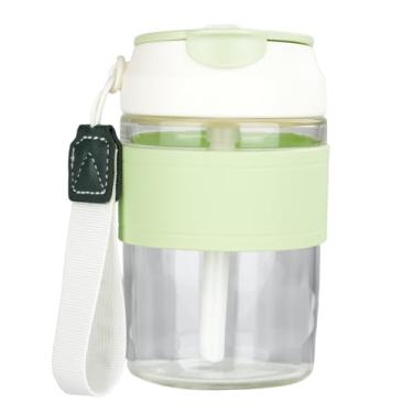 Imagem de Garrafa de vidro infantil portátil de 425 g, à prova de vazamento, fácil de transportar garrafas de água de vidro, ideal para beber (verde)