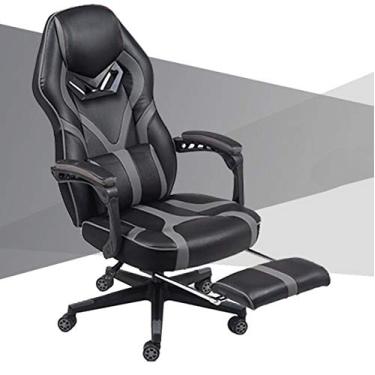 Imagem de Cadeira de escritório para jogos, cadeira de computador, cadeira de jogos ajustável em altura, cadeira de escritório com encosto alto, cadeira ergonômica para computador com apoio de cabeça, cadeira