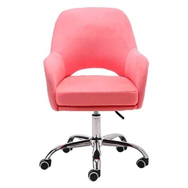Imagem de Cadeira de escritório cadeira de escritório cadeira giratória assento estofado de linho cadeira de computador cadeira de trabalho cadeira de escritório cadeira de jogos (cor: rosa) necessário