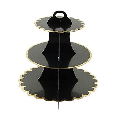 Imagem de Suporte de bolo 3 camadas de papel bronzeador para bolo decoração de bolo de aniversário festa de casamento DIY papel artesanato sobremesa suporte de exibição ferramentas de bolo prato de bolo (cor: 7