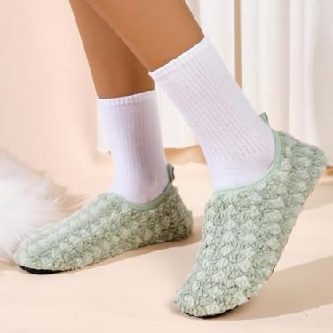 Imagem de Pantufas domésticas para mulheres, masculinas, quentes, térmicas, macias, leves, sem cadarço, para uso interno e externo, Verde, 9-10 Women/7.5-8.5 Men