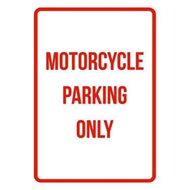Imagem de Lilyanaen Novo sinal de metal placa de alumínio para motocicleta estacionamento apenas sinais de trânsito de segurança de negócios vermelho garagem quintal para exterior e interior 20 x 30 cm