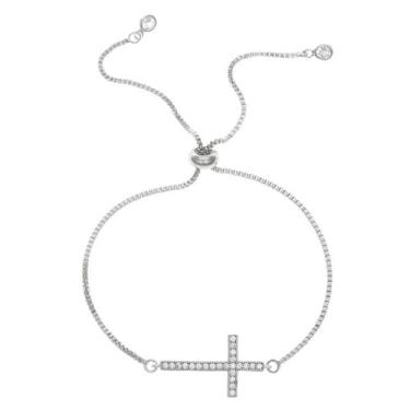 Imagem de Pulseiras ajustáveis com cordão cruzado lateral para mulheres e homens, joias de cruz cristã religiosa minimalista moderna, One Size, Metal, Sem Pedra Preciosa