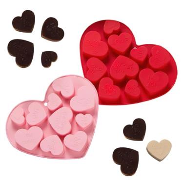 Imagem de 2 peças de moldes de silicone de coração dos namorados 3D em forma de coração molde de chocolate para o dia dos namorados, pudim, bolo, doces, biscoitos, cubos de gelo, sabonete