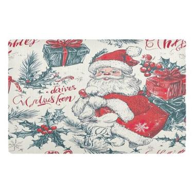 Imagem de SEHANY Tapete de porta de inverno Papai Noel Natal para todos os climas, impermeável, secagem rápida, bem-vindo, tapete de entrada antiderrapante, tapete decorativo de poliéster para entrada, varanda