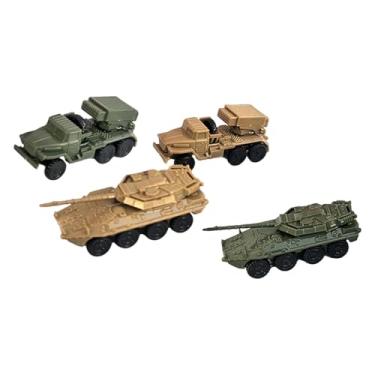 Imagem de YIJU Conjunto de 4 peças de modelo de tanque em escala 1:144, modelo 4D, brinquedo para hobby, veículo multifuncional para montar, ideal para