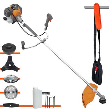 Imagem de Roçadeira Robusta Tekna RL520-P À Gasolina 52cc 10.000rpm 2HP Com Kit 3 Lâminas de Corte, Carretel de Nylon e Escova de Aço Circular 38 Cerdas