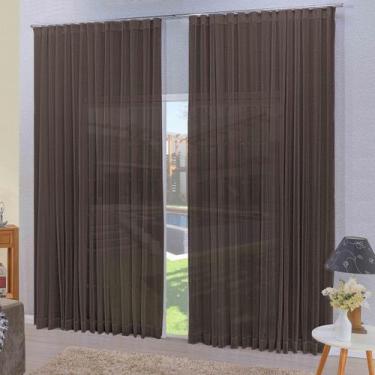Imagem de Cortina Gaze de Linho p/ Sala Trilho Suíço 6,90 X 2,60 Decor - ENTROU 