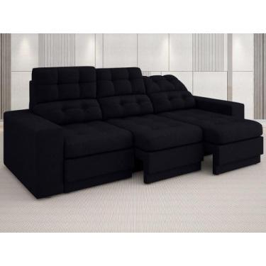 Imagem de Sofá 3 Lugares Net Jobim Assento Retrátil e Reclinável Preto 2,05m (L)