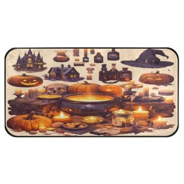 Imagem de Qilmy Tapetes de cozinha Candy Haunted House Pot Potion 99 × 20 pol, antiderrapante, lavável, acolchoado, poliéster, antifadiga, confortável, alpendre, tapete para varanda, decoração de casa de