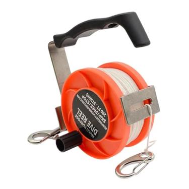 Imagem de Dynwave Carretel de linha de mergulho profissional, versátil, ergonômico e portátil, ideal para atividades subaquáticas em cavernas e naufrágios, Laranja 290 Pés