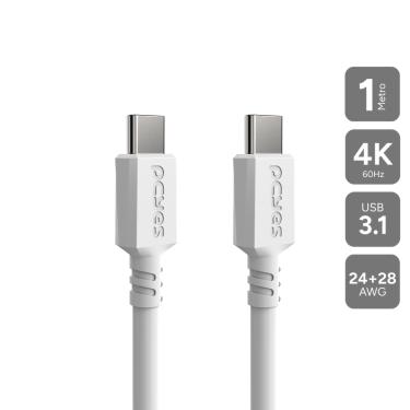 Imagem de Cabo USB TIPO-C 3.1 P/ USB TIPO-C 3.1 - Branco - 1 Metro - PUCP1B