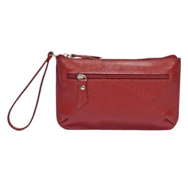 Imagem de Clutch Carteira Bolsa de Mao e Porta Celular Feminina em Couro Legítimo MDXP046 (Vermelho Escuro)