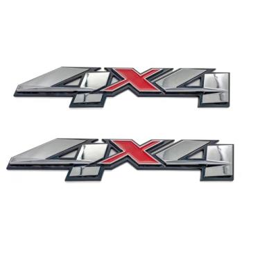 Imagem de Conjunto de pares de para-lama direito e esquerdo emblema traseiro 4x4 emblema 3D placa de identificação decalque de substituição para Sierra Canyon Colorado 2007-2023 1500 2500 HD 3500 HD (vermelho