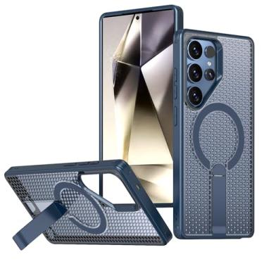 Imagem de Jshru Capa para Samsung Galaxy S23 Ultra/S22 Ultra com [2 peças] Protetores de tela HD, compatível com MagSafe [proteção contra quedas de grau militar], capa fina translúcida com suporte invisível