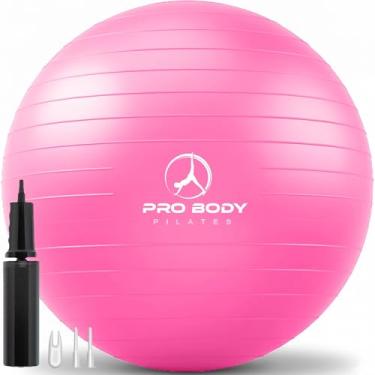 Imagem de ProBody Pilates Bola de exercício - Bola de equilíbrio de vários tamanhos para academia, ioga, treino, gravidez e fisioterapia (rosa, 65 cm)