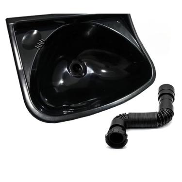 Imagem de Pia Lavatório para Banheiro e Lavabo com Sifão Plástico Preto – Cuba Compacta com Kit de Instalação
