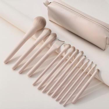 Imagem de Conjunto de pincéis de maquiagem com 13 peças, base sintética profissional, pó, blush e kit de pincéis para sombra, ferramentas de maquiagem para viagens para rotina diária de beleza