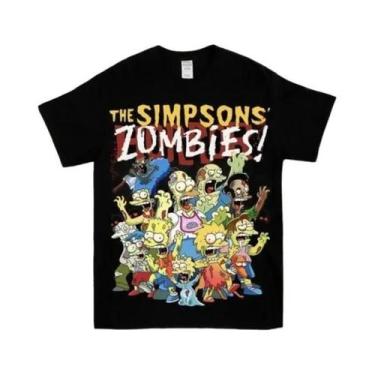 Imagem de Camiseta Casual De Verão Simpsons Zombies Com Gola Redonda E Manga Cur