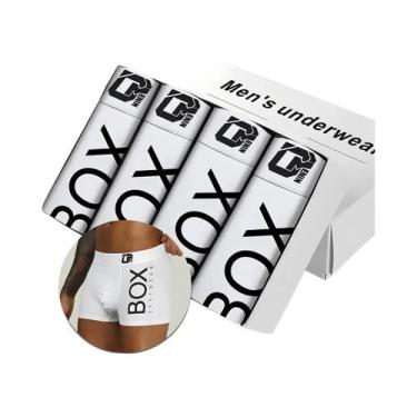 Imagem de Cuecas Boxer Masculinas De Algodão Respirável, Pacote Com 4, Roupa Ínt