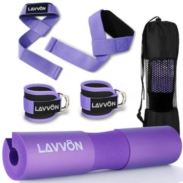 Imagem de Conjunto de almofadas de agachamento - Almofada de barra de espuma para agachamento, lunges e enchimento de barra para impulsos do quadril - Almofada de barra de peso olímpica padrão - com tiras no