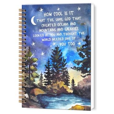 Imagem de TWRVI How Cool Is It That the Same God Caderno espiral cristão, caderno inspirador com versículo da Bíblia para material escolar da igreja, cadernos religiosos de noite estrelada, 14 x 21 cm, 164
