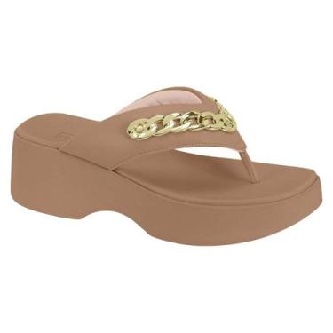 Imagem de Sandália Feminina Moleca Plataforma Médio Flatform Corrente Confortáve