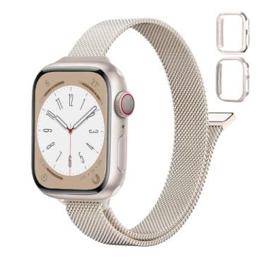 Imagem de Pulseira feminina de malha magnética fina de aço inoxidável para Apple Watch Series 9/8/7, 01 starlight