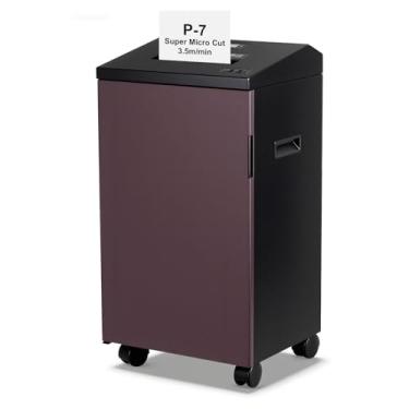 Imagem de P-7 Triturador de papel de alta segurança (1 * 1,2 mm), super micro corte de 5 folhas, cesto de lixo de 11,9 galões, trituração de alta velocidade de 3 m/min, triturador de papel à prova de atolamento