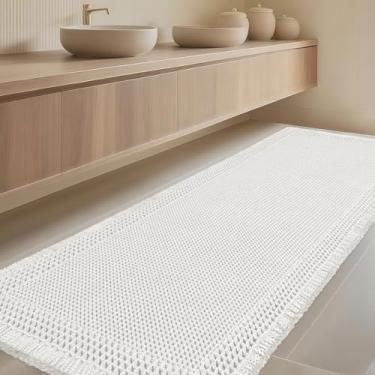 Imagem de Tapete de banheiro extra grande, tecido boêmio, moderno, absorvente, antiderrapante, tapetes de banheiro ultramacios, laváveis à máquina, tapetes de banho de malha com borda para banheiro, quarto