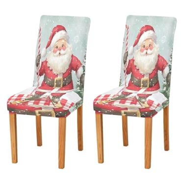Imagem de SEHANY Conjunto de 4 capas de cadeira de gnomo de Papai Noel para sala de jantar, elástico, removível e lavável, para cozinha, hotel, festa, decoração de Natal