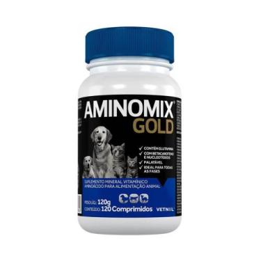 Imagem de Aminomix Gold 120 Comprimidos Suplemento Para Cães E Gatos - Vetnil