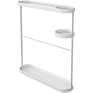 Imagem de 5sssallefaa Suporte de guarda-chuva de metal para decoração de café e escritório doméstico com bandeja coletora de armazenamento de arte vazada branca (branco)